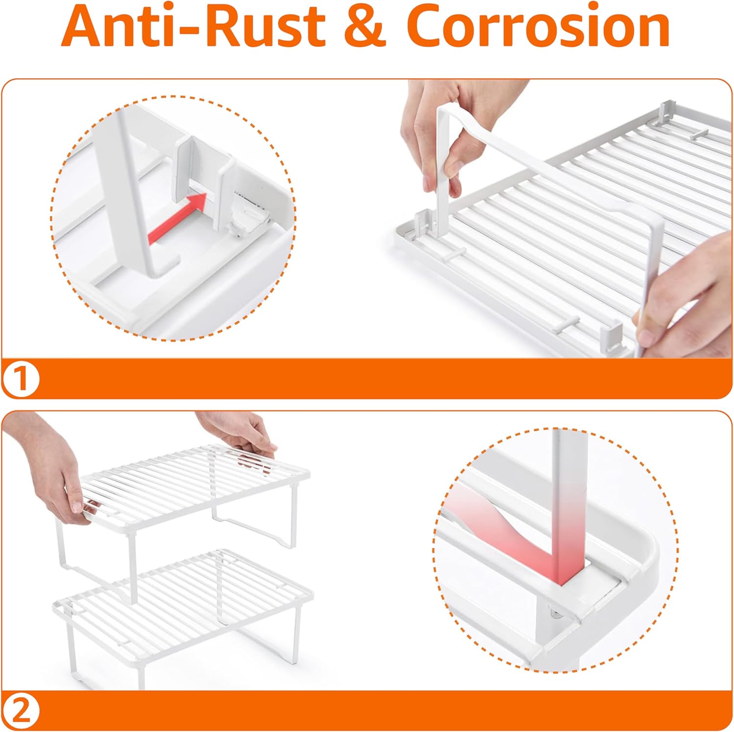 Stackable na Dalawang Antas na Pantry Storage Rack