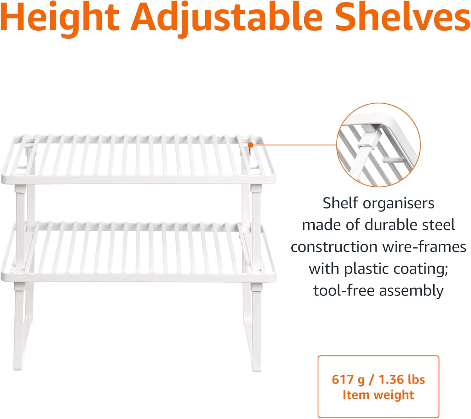 Stackable na Dalawang Antas na Pantry Storage Rack