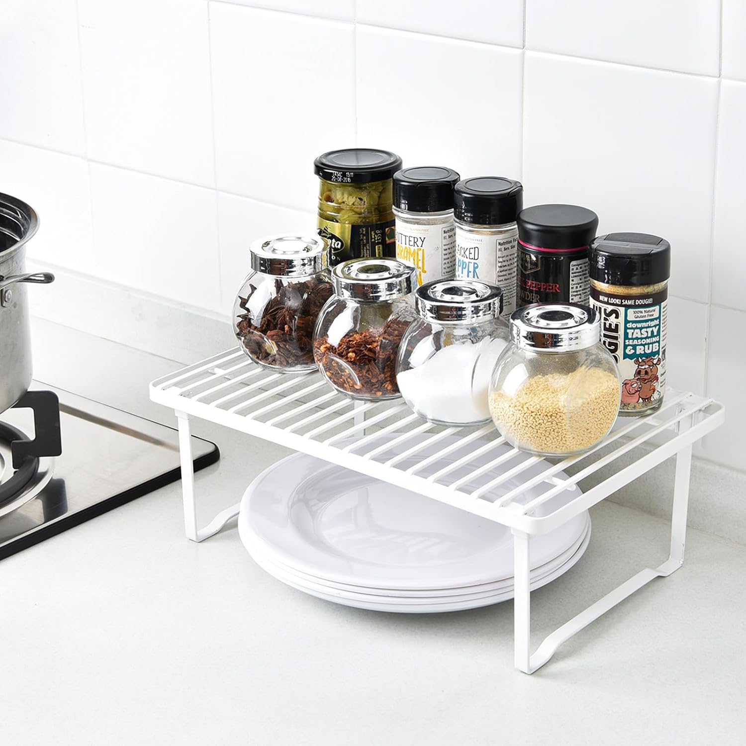 Stackable na Dalawang Antas na Pantry Storage Rack