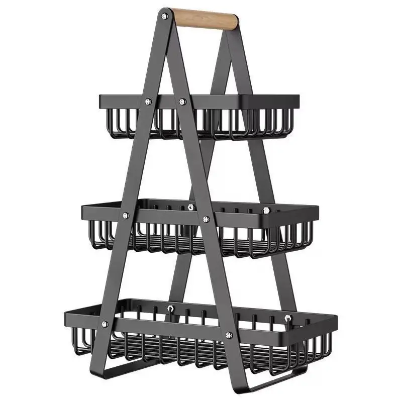 Rust-proof Vegetable Storage Rack with Metal Mesh Baskets Ideal