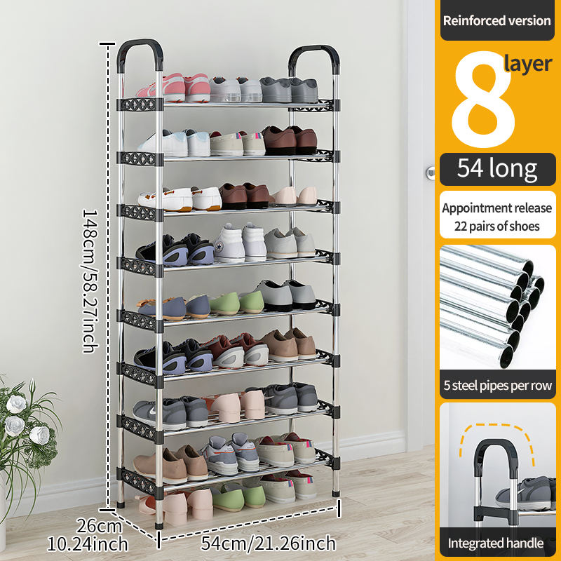 6/7/8-Layer Metal Shoe Rack Space Saving Rustproof Shoe Organizer