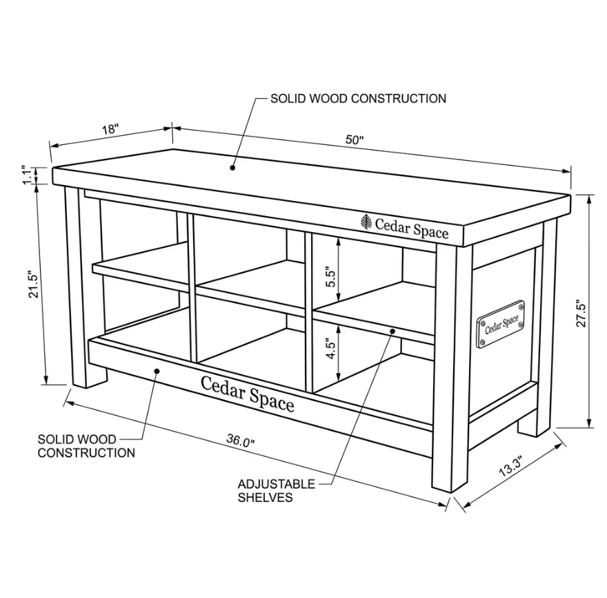 Entryway Bench Custom Line Drawing
