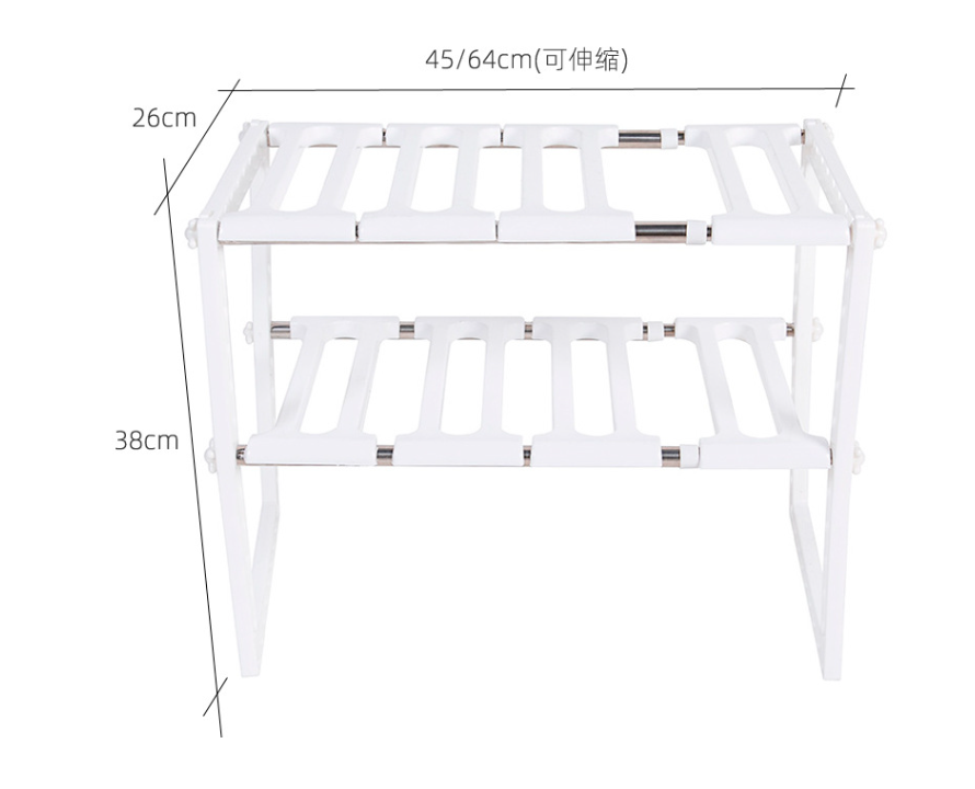 2-Tier Retractable Stainless Steel Kitchen Shelf
