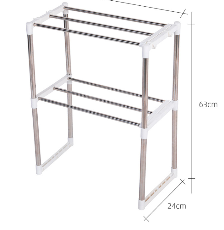 Stainless Steel Adjustable Double Layer Foldable Kitchen Storage Shelf