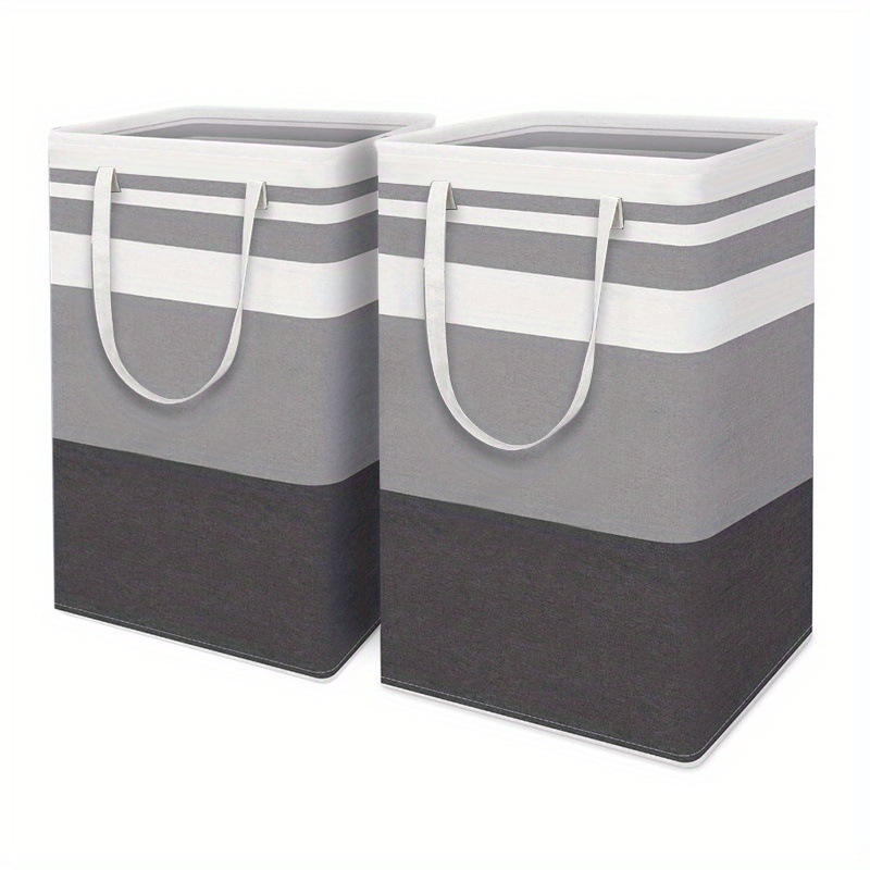 Heavy Duty Collapsible Tall Oxford Fabric Laundry Basket with Extended Handles