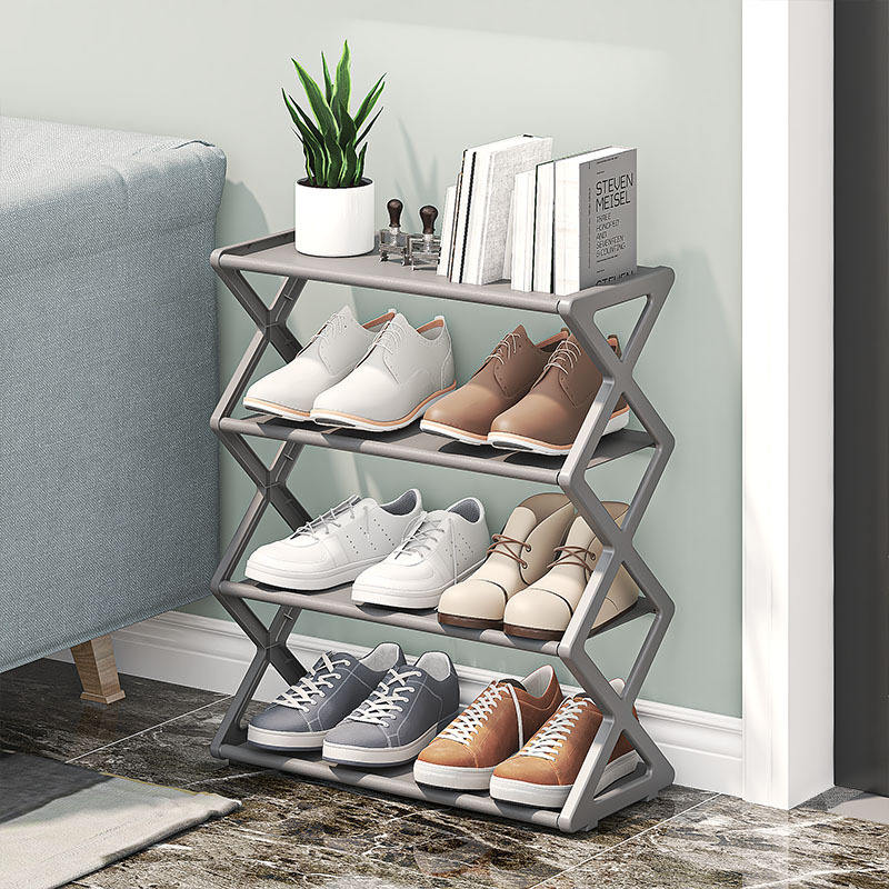 X-Shaped Steel Tube Shoe Rack Multi-Layer Detachable Shoe Cabinet for Dormitory Entryway