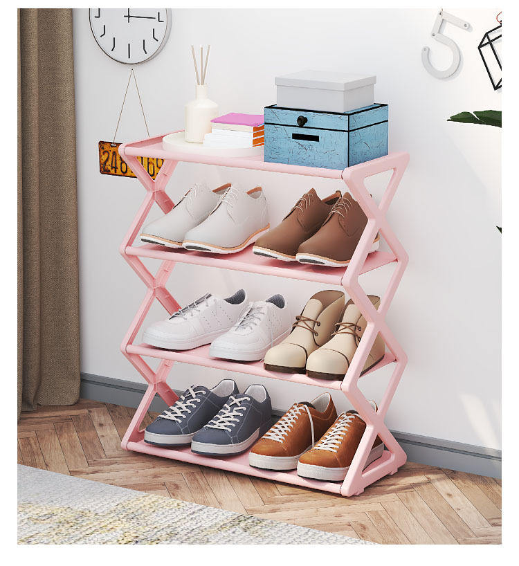 X-Shaped Steel Tube Shoe Rack Multi-Layer Detachable Shoe Cabinet for Dormitory Entryway