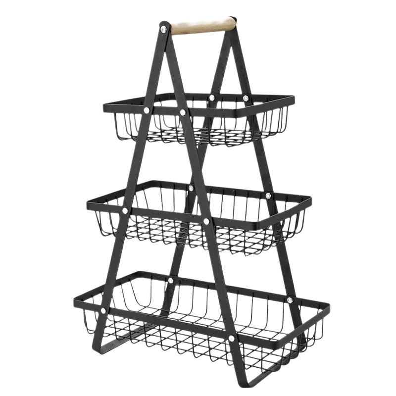 Rust-proof Vegetable Storage Rack with Metal Mesh Baskets Ideal