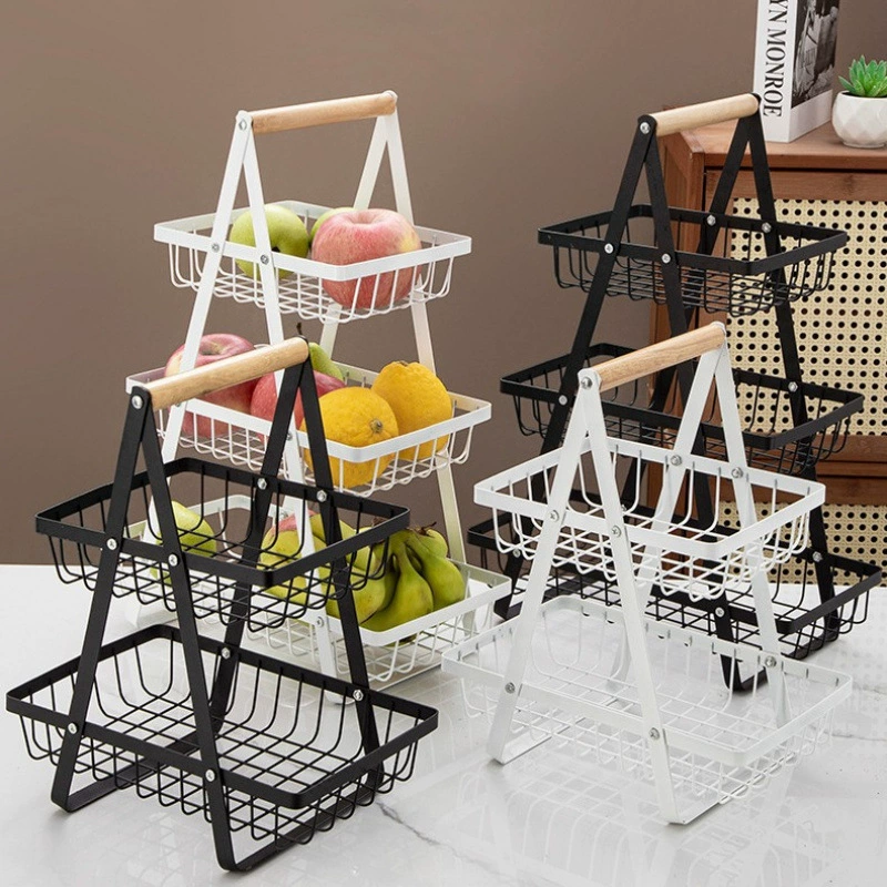 Rust-proof Vegetable Storage Rack with Metal Mesh Baskets Ideal