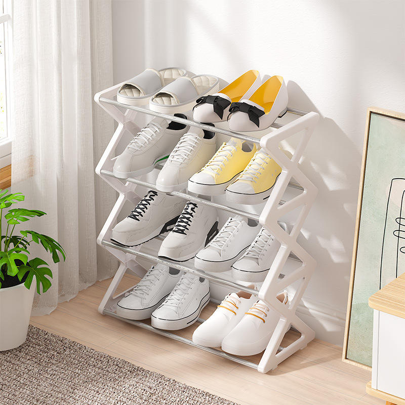 X-Shaped Steel Tube Shoe Rack Multi-Layer Detachable Shoe Cabinet for Dormitory Entryway