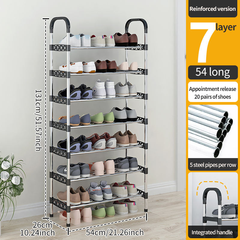 6/7/8-Layer Metal Shoe Rack Space Saving Rustproof Shoe Organizer