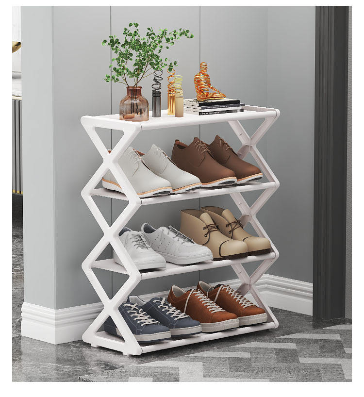 X-Shaped Steel Tube Shoe Rack Multi-Layer Detachable Shoe Cabinet for Dormitory Entryway
