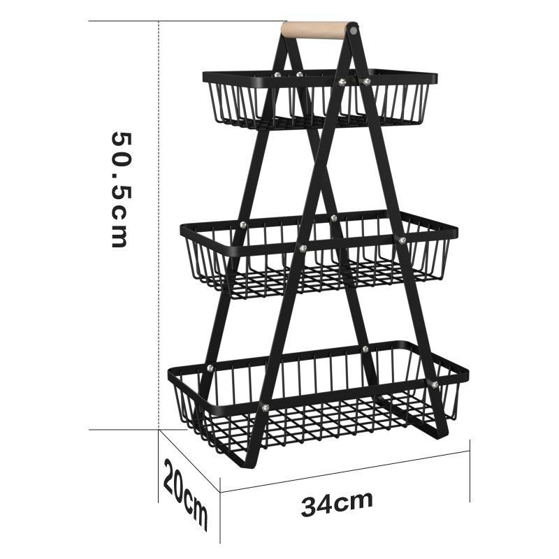 Rust-proof Vegetable Storage Rack with Metal Mesh Baskets Ideal