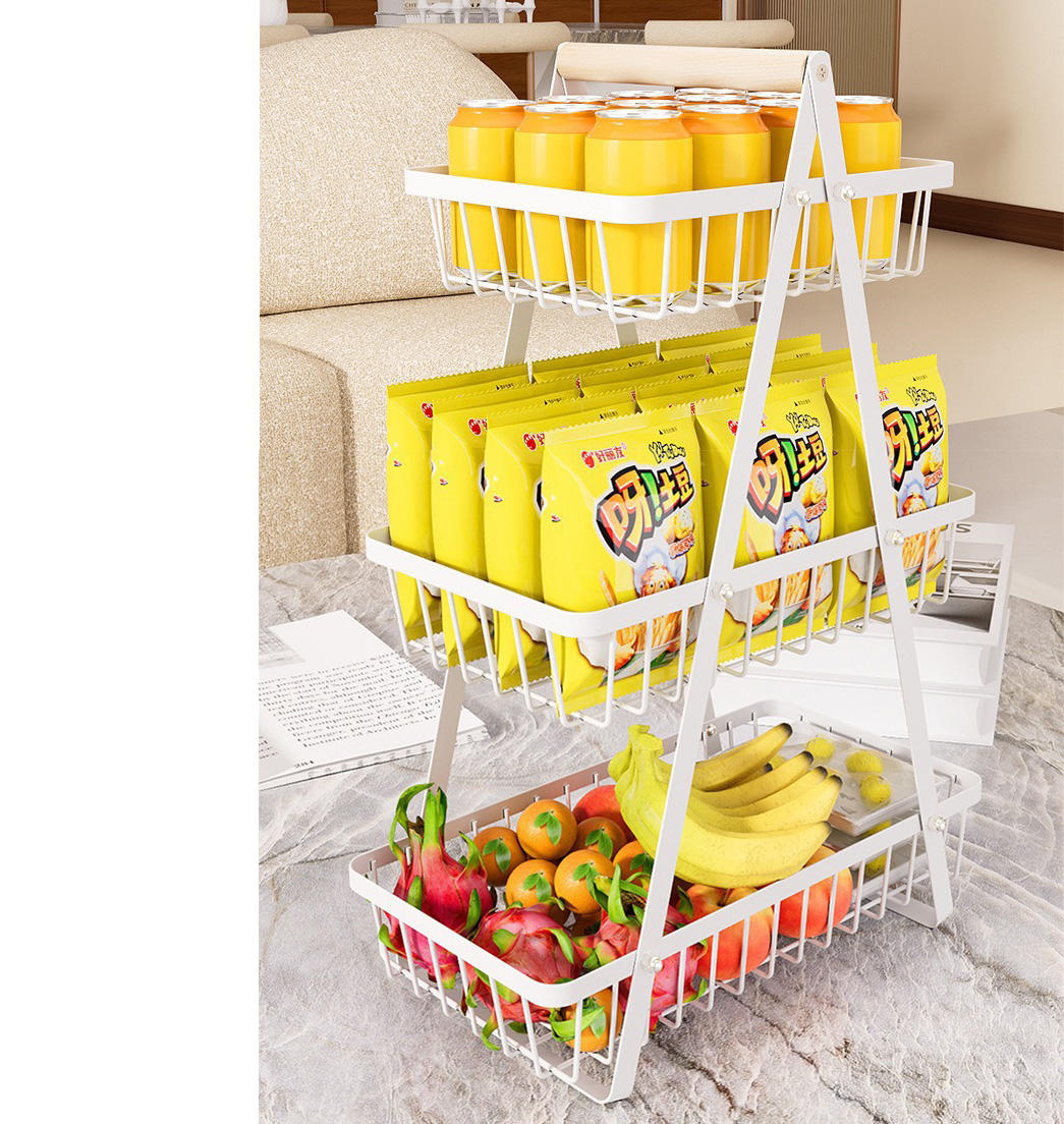 Rust-proof Vegetable Storage Rack with Metal Mesh Baskets Ideal