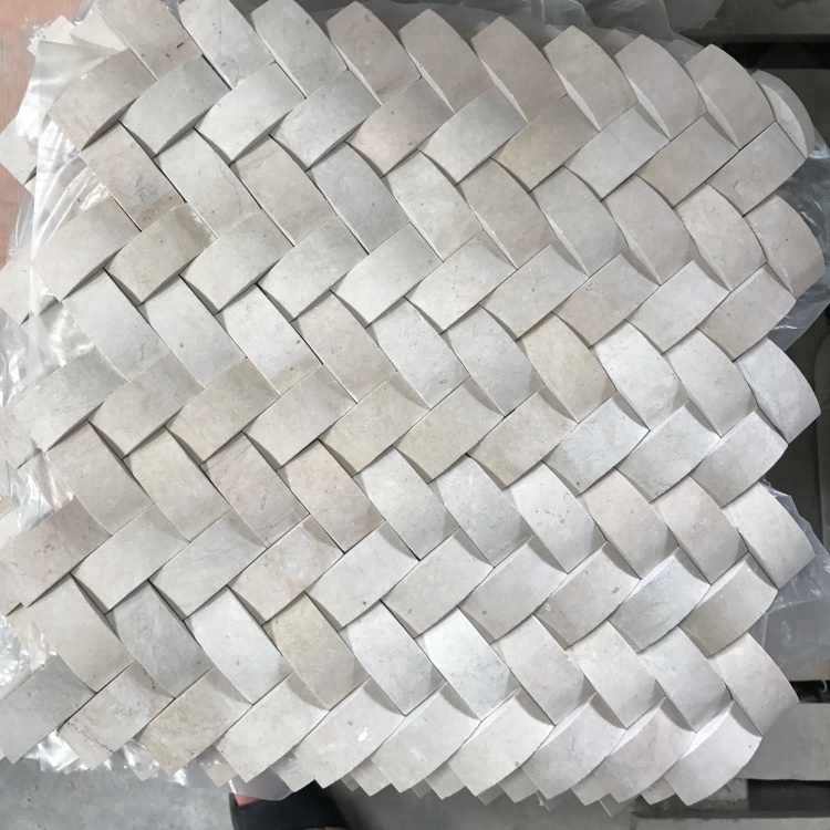 Crema Marfil Marmor Korbgeflecht Marmormosaik für Wandfliesen