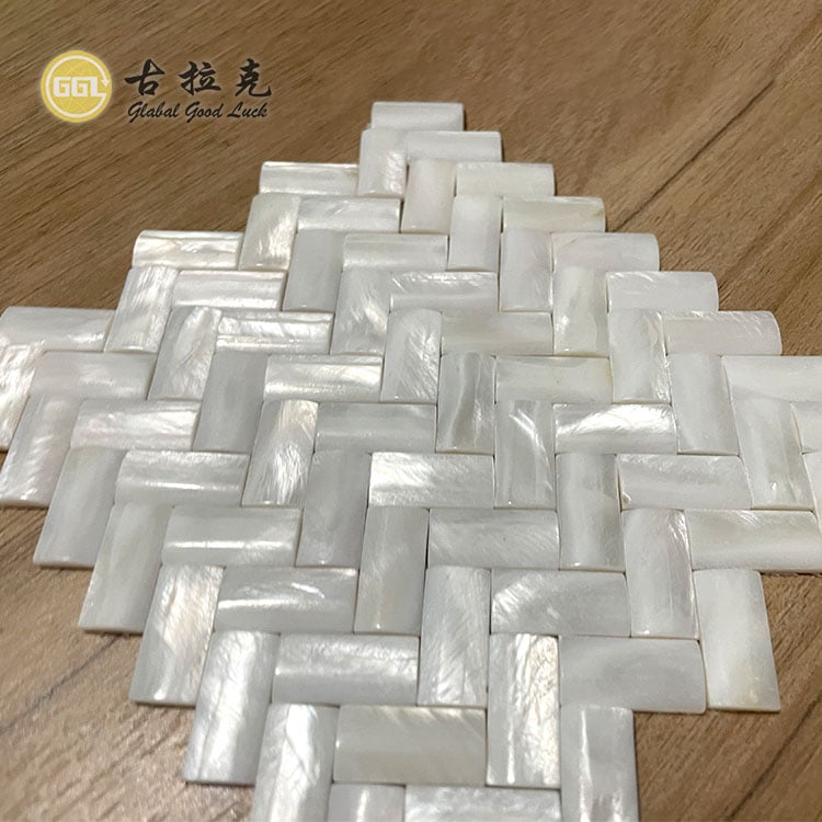 Herringbone Mother of Pearl Shell Plošnice mozaika pro interiérovou dekoraci