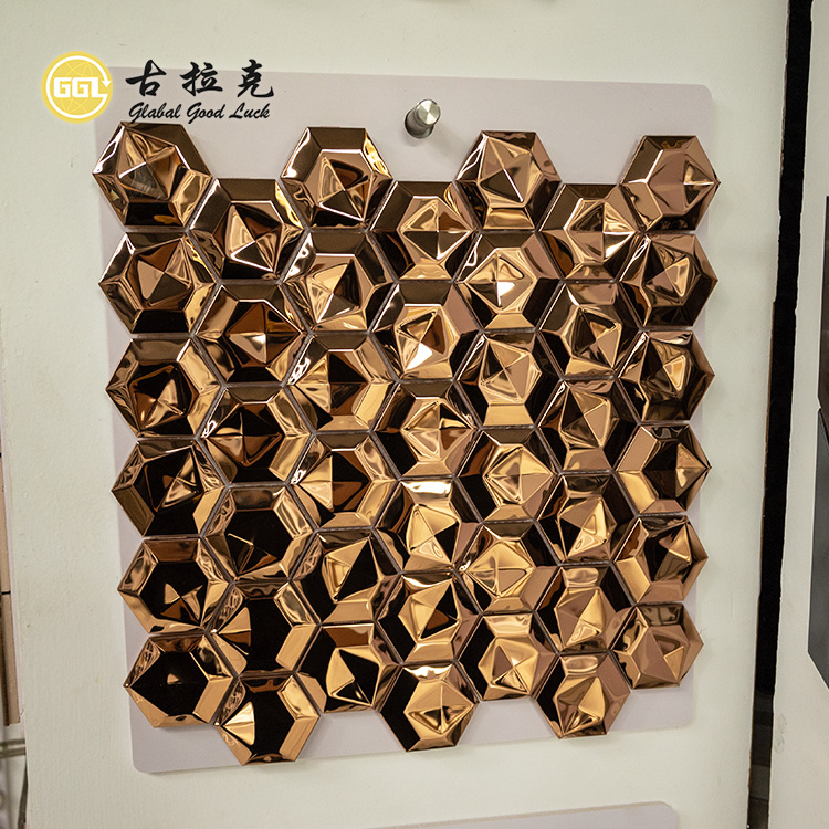 Sechseck Metallmosaik 3D Mosaik Wandfliesen Edelstahl Wanddekor