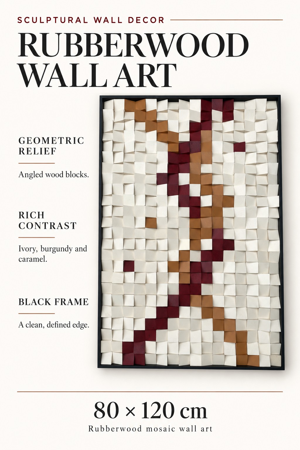 Custom 3D Geometric Wood Mosaic Wall Art