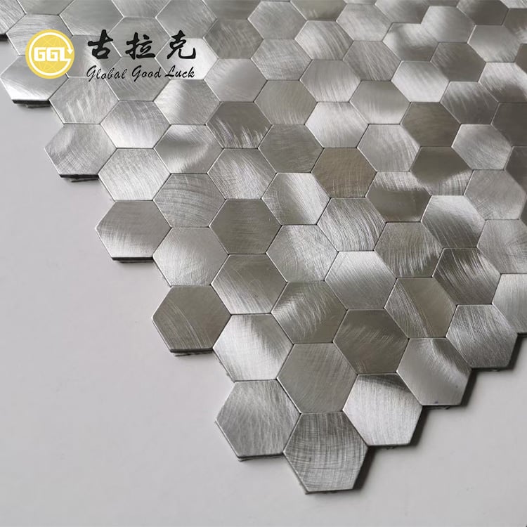 Sechseck-Mosaik Silber Metall Aluminium Mosaik Badezimmer Wand Backsplash