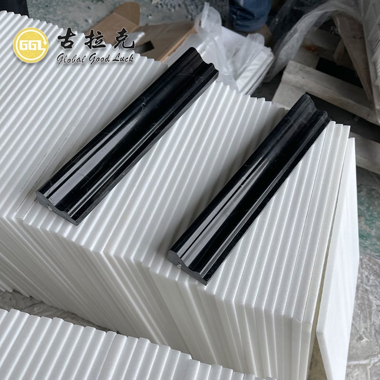 Natural Nero Marquina Marble Trim – Black Stone Molding for Wall Decoration