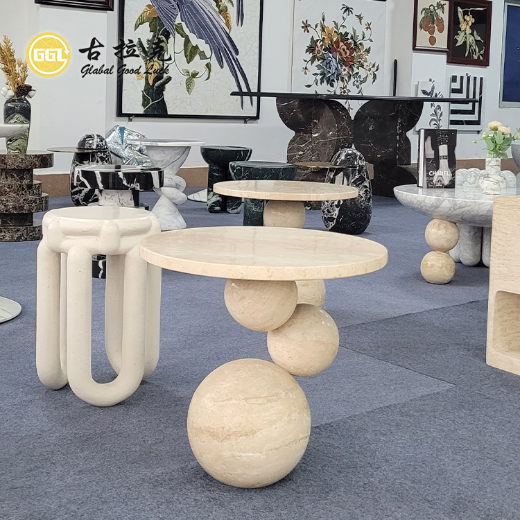 Estilo de Lujo Diseño a Medida Mesa de Café de Piedra Natural Mármol Amarillo para la Sala de Estar