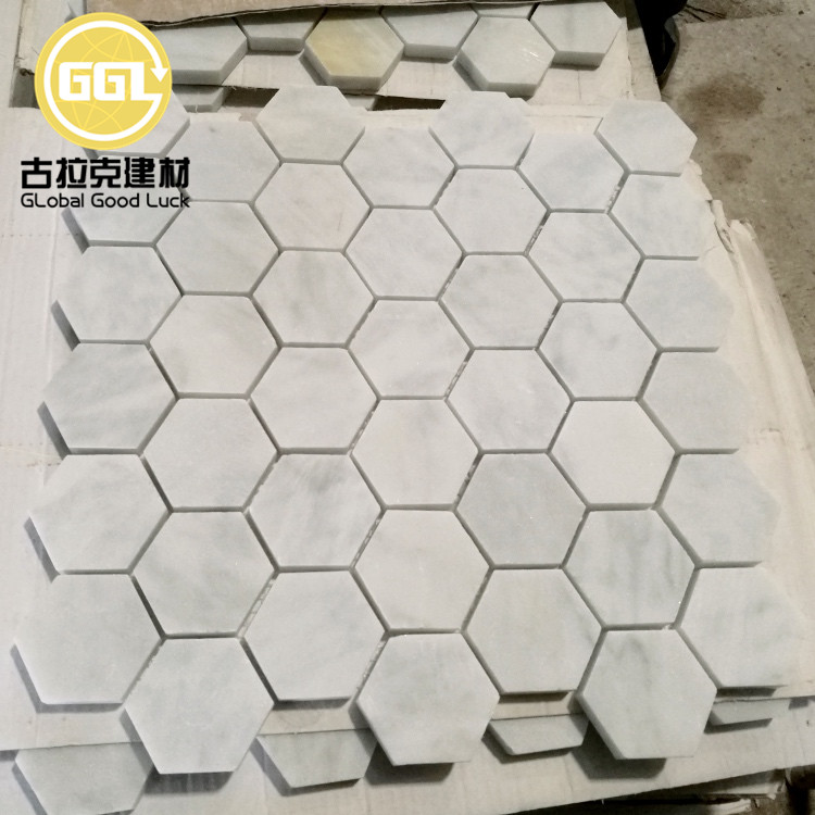 Heksagoonvorm Carrara Wit Marmer Mosaïek Tegels