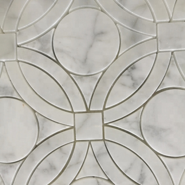 Rund Form Parket Funktion Vandjet Marmor Mosaik til Væg Backsplash Dekor