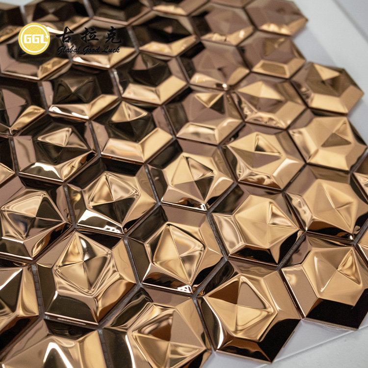Sechseck Metallmosaik 3D Mosaik Wandfliesen Edelstahl Wanddekor