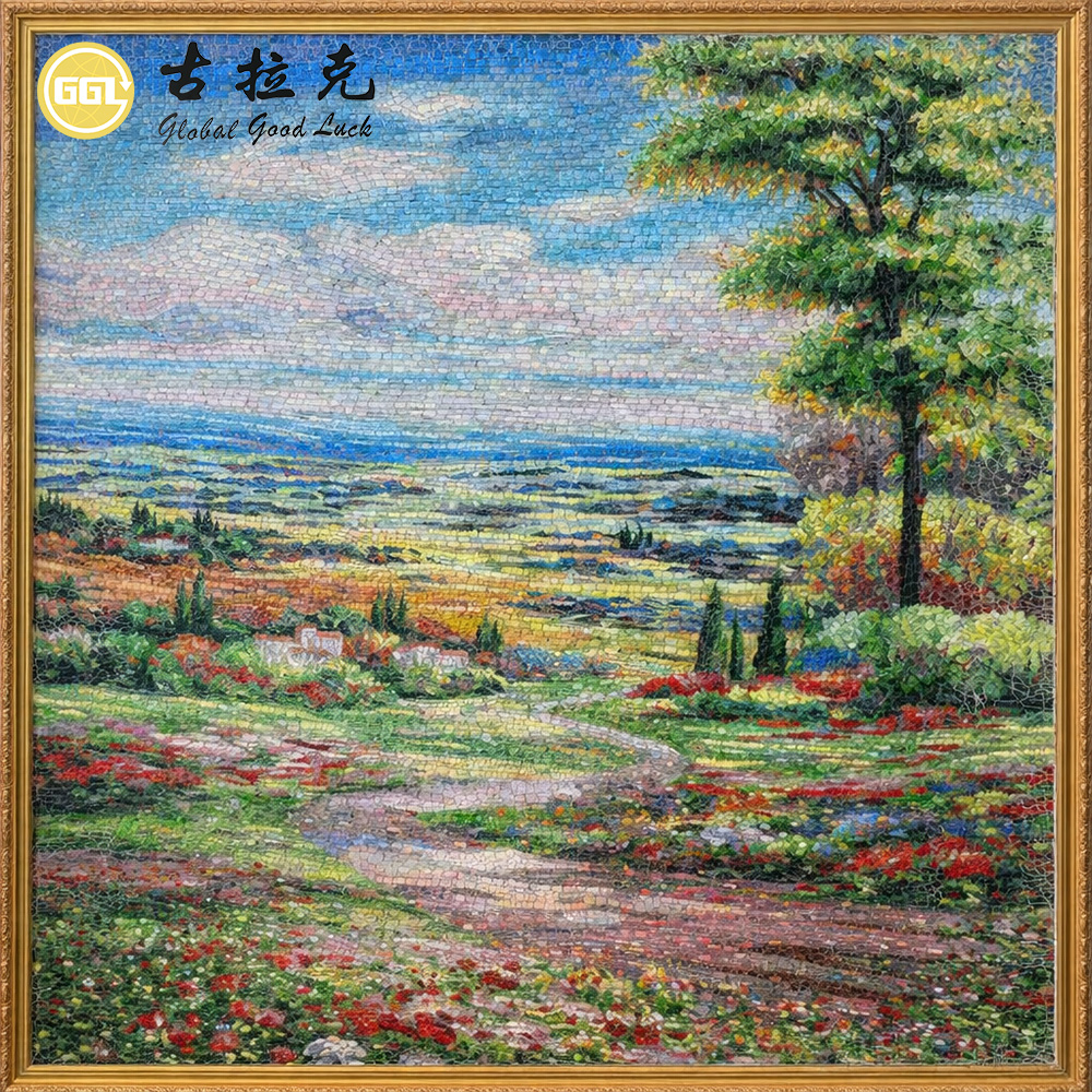 Custom Landscape Mosaic Mural for Luxury Interior Wall Decoration