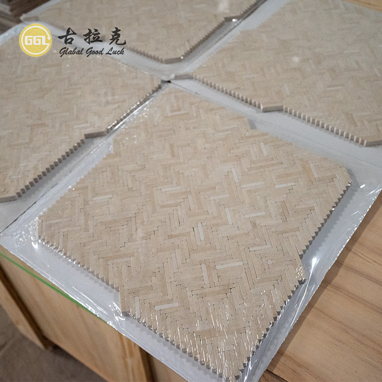 Beige Fischgrätenform Marmor Mosaik Finger Stil Boden Wandfliesen
