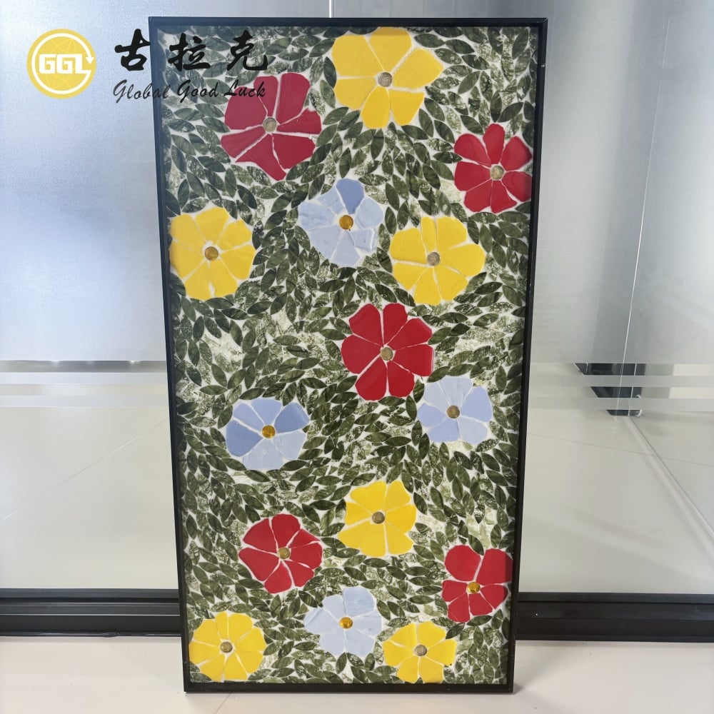 Custom Flower Mosaic Mural – Handmade Floral Mosaic Wall Art for Luxury Interior Decoration