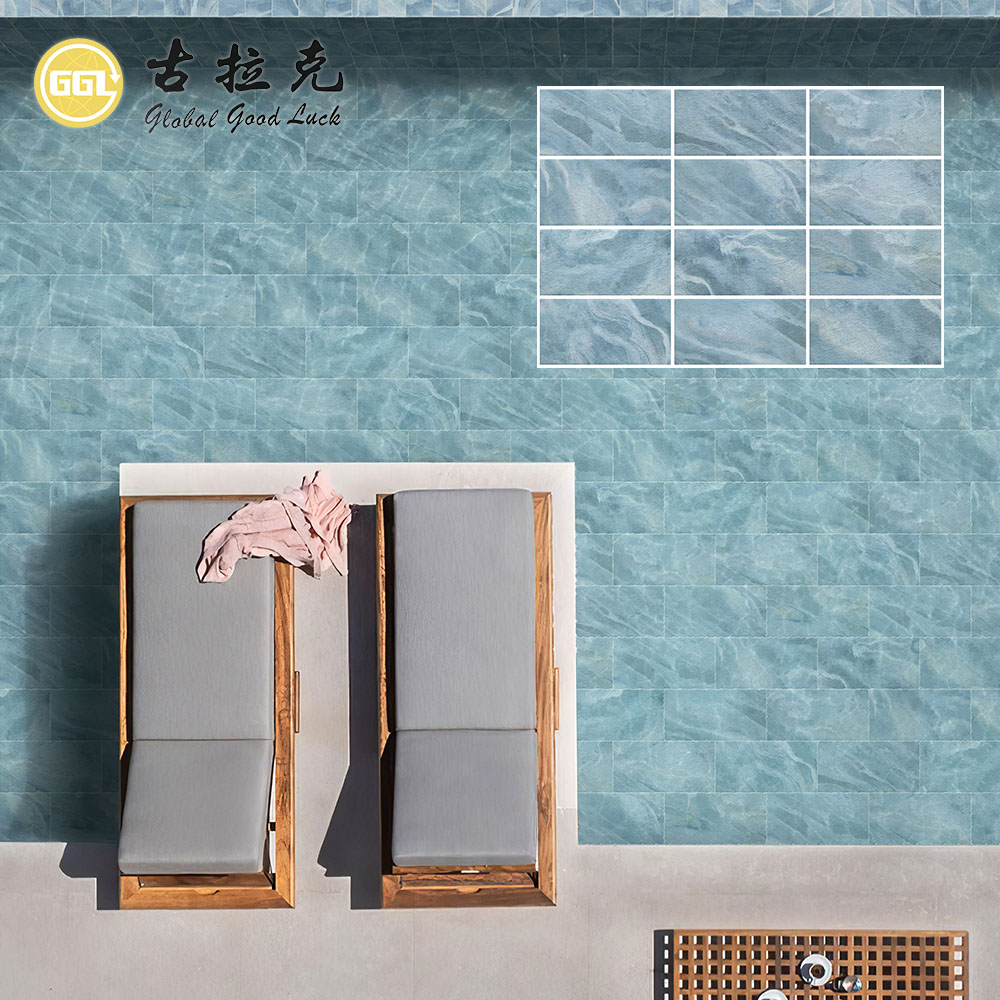 Sky Blue Quartzite Look Porcelain Tile 300x600mm Soft Natural Stone Effect Tile for Pool Bathroom and Interior