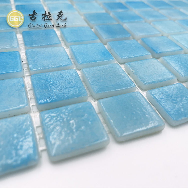 Summer Style Gradient Blue Tile Glass Pool Mosaic Tile