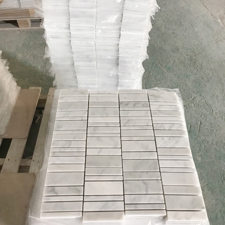 Carrara Wit Marmer Willekeurige Streep Mosaïek Huis Muur Flooring Tile
