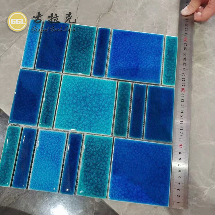 Blue Mixed-Size Ceramic Mosaic Tile for Modern Interior Walls