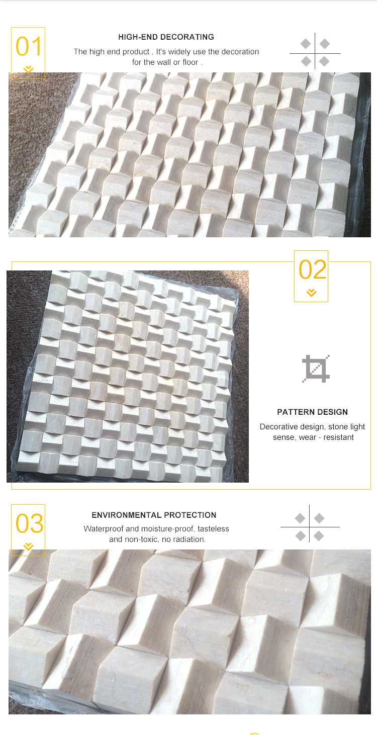Mosaico in marmo Crema Marfil a intreccio per piastrelle da parete