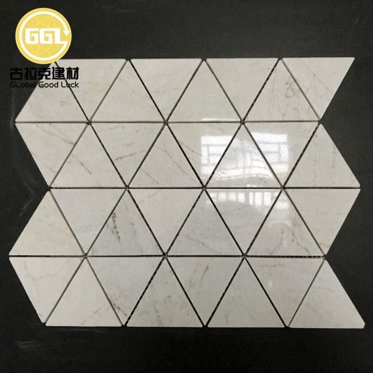 High Quality Natural Stone White Cream Triangle Marble Mosaic Ceramic Mosaic For Interior Wall Decoration No reviews yet
