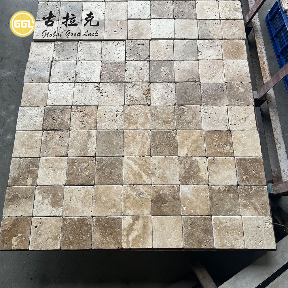 10x10cm Gray Travertine Tiles – Natural Stone Square Floor & Wall Tiles