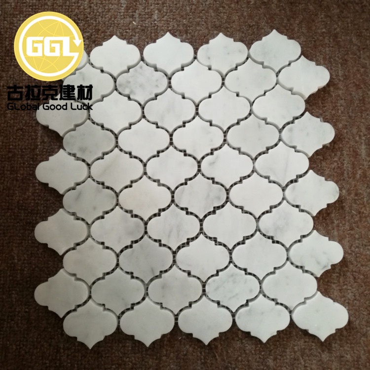 Carrelage Mosaïque en Marbre Blanc Carrara en Forme de Lanterne pour Murs et Sols