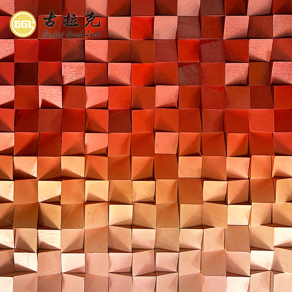 Handmade 3D Gradient Wood Mosaic Mural
