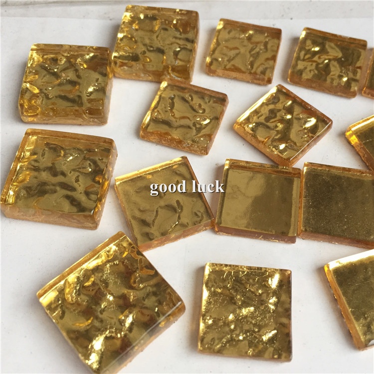 Mini quadratische Form Goldfolie Glas Mosaik für Wandfliesen