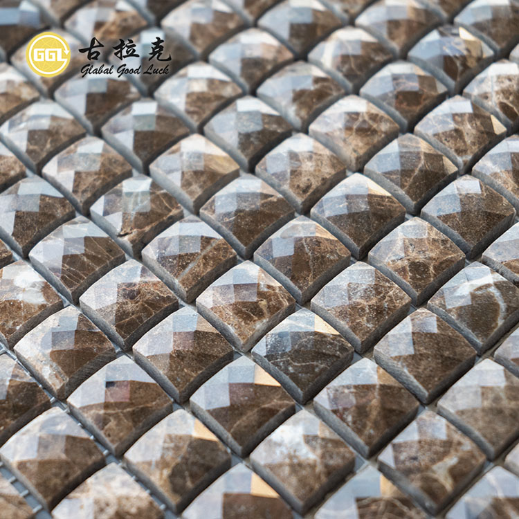 3D-Design Emperador dunkel glänzende quadratische Marmormosaikfliese
