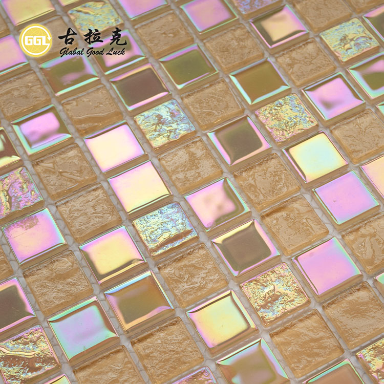 Novum Dispositio Luteolum Tenue Vitreum Iridescentiae Tegula Mosaicum, Piscinae Natatoriae et Ornamento Parietis