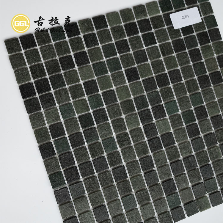 Mosaiço de Vidro Iridescente Verde Escuro para Piscina com Fusão Quente
