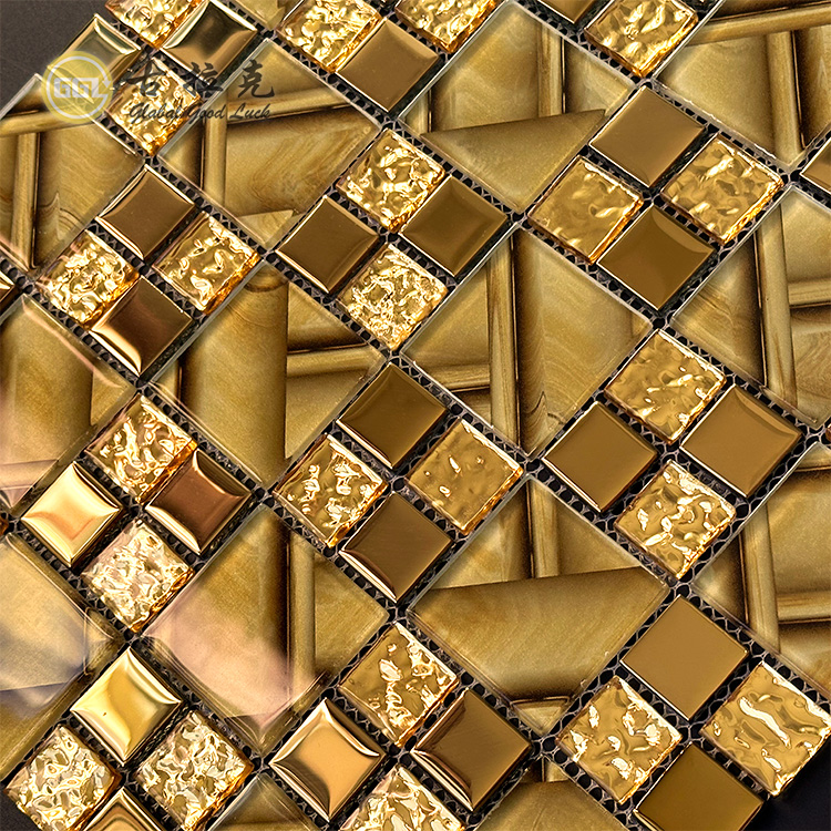 Luxusní design skleněná mozaiková dlaždice 300*300mm zlatý zrcadlový povrch mozaikové dlaždice