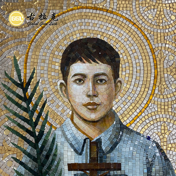 Custom Portrait Glass Mosaic Mural – Handcrafted Human Figure Mosaic Wall Art for Luxury Interiors