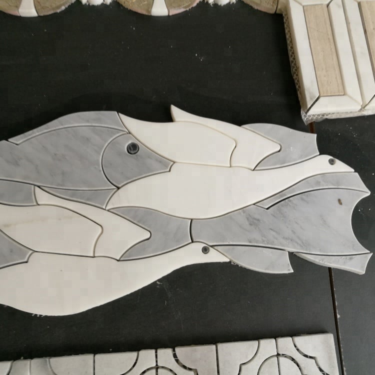 Tierdesign Wasserstrahlmosaikfliese Marmorstein Kunstfliese Wanddekoration