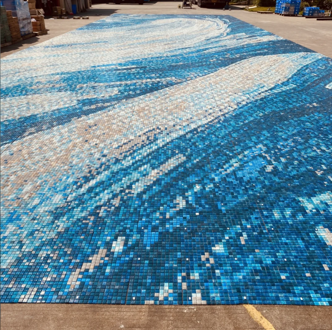 Custom pool mosaic art surface