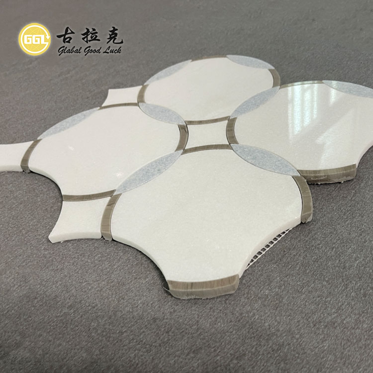 Indretningsdesign Marmor Vandjet Mosaik Fliser Køkken Backsplash Dekor