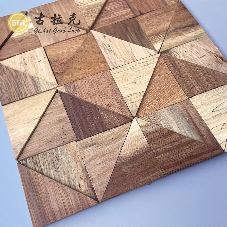 Jubin Mozaik Kayu Persegi Reka Bentuk Parquet Rustic Jubin Dinding Dalaman